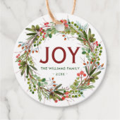 Joy - Kerstmis - Familienaam Bedankjes Labels (Voorkant)