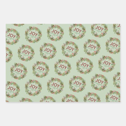Joy - Kerstmis - Familienaam Inpakpapier Vel (Voorkant 3)