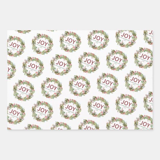 Joy - Kerstmis - Familienaam Inpakpapier Vel (Voorkant 2)