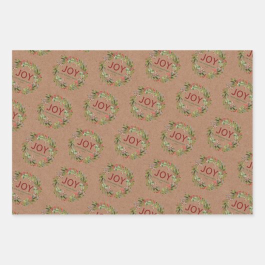 Joy - Kerstmis - Familienaam Inpakpapier Vel (Voorkant)