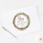 Joy - Kerstmis - Familienaam Ronde Sticker (Envelop)