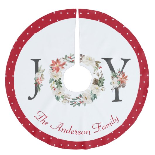 JOY Kerstmis Floral WreatCustom Kerstboom Rok (Voorkant)