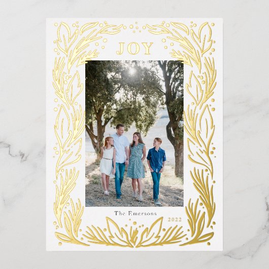 Joy Kerstmis met foto Folie Gold Briefkaart (Voorkant)