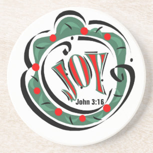 Joy Kerstmis past het aan Zandsteen Onderzetter