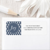 Joy Kerstmis - Patroon Blauw retouradres Etiket (Insitu)