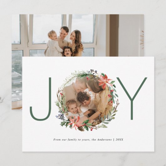 Joy Kerstmis Prettige feestdagen Fotokaart Bedankkaart (Voorkant / Achterkant)