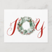 Joy Kerstmis Waterverf Plush Wreate Feestdagenkaart (Voorkant)