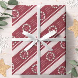 Joy Kerstmis Wreath Burgundy - Gepersonaliseerd Cadeaupapier
