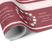Joy Kerstmis Wreath Burgundy - Gepersonaliseerd Cadeaupapier (Rol Hoek)