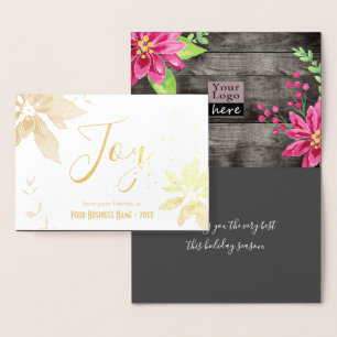 Joy Kerstmis Wreath Business Logo Folie Kaarten