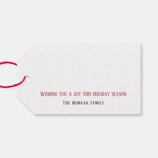 JOY Kerstmis Wreath Cadeaulabel (Achterkant Horizontaal)