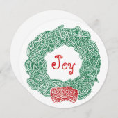 Joy Kerstmis Wreath Feestdagenkaart (Voorkant / Achterkant)