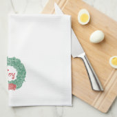 Joy Kerstmis Wreath Kitchen Towel Theedoek (Quarter Fold)