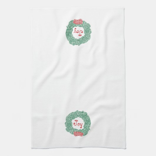 Joy Kerstmis Wreath Kitchen Towel Theedoek (Verticaal)