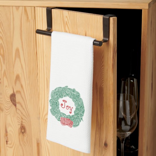 Joy Kerstmis Wreath Kitchen Towel Theedoek (Derde Gevouwen)