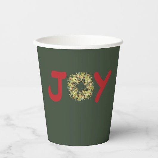 Joy Kerstmis Wreath Papieren Bekers (Voorkant)