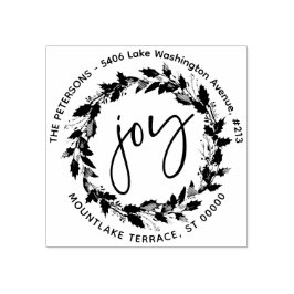 Joy Kerstmis Wreatour Return-adres Rubberstempel