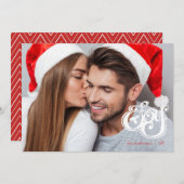 Joy Kerstmonogram Holiday Fotokaart Feestdagenkaart (Voorkant / Achterkant)