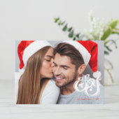 Joy Kerstmonogram Holiday Fotokaart Feestdagenkaart (Staand voorkant)