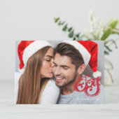 Joy Kerstmonogram Holiday Fotokaart Feestdagenkaart (Staand voorkant)