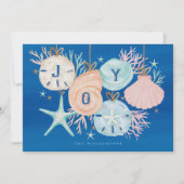 Joy kerstOcean Waterverf Seashell Ornaments Feestdagenkaart (Voorkant)