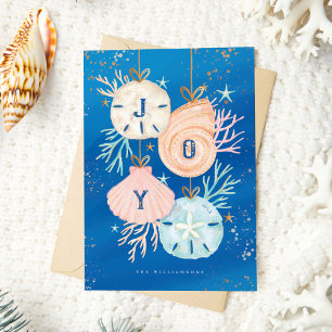 Joy kerstOcean Waterverf Seashell Ornaments Feestdagenkaart