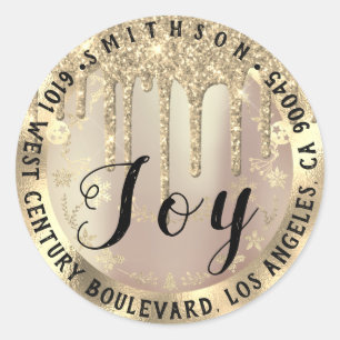 Joy kerstretour RSVP Lux VIP Faux Gold Spark Ronde Sticker