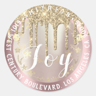 Joy kerstretour RSVP Roos Gold Snow Spark Ronde Sticker