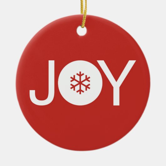 Joy-kerstrood keramisch Ornament (Voorkant)
