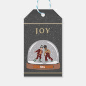 JOY kerstsneeuwWereldbol met Kinder cadeauLabels (Voorkant)