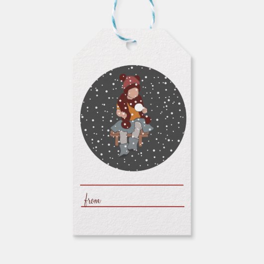 JOY kerstsneeuwWereldbol met Kinder cadeauLabels (Achterkant)