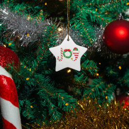 Joy kerstversiering keramisch ornament