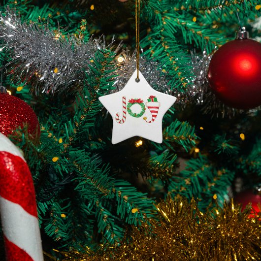 Joy kerstversiering keramisch ornament