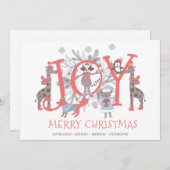 Joy KerstWinter Animals Holiday Feestdagenkaart (Voorkant / Achterkant)