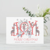 Joy KerstWinter Animals Holiday Feestdagenkaart (Staand voorkant)