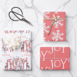 Joy KerstWinter Animals Holiday Inpakpapier Vel