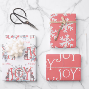 Joy KerstWinter Animals Holiday Inpakpapier Vel