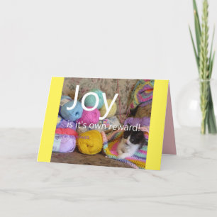 Joy Kitten Cat Knitting wool Crafts Quote Card Kaart
