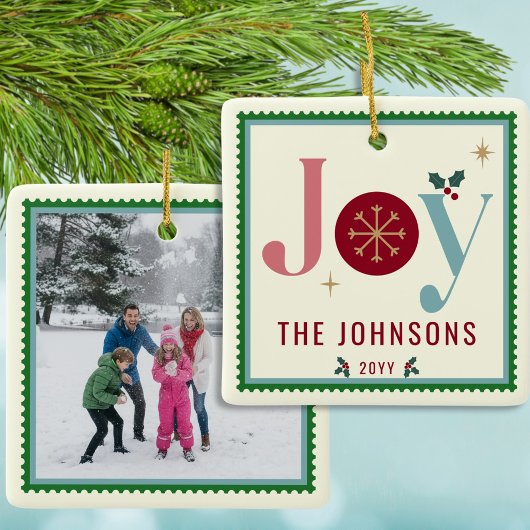 Joy Kleurrijke Moderne Postzegel Foto Keramisch Ornament