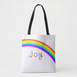 "Joy" kleurrijke regenboog Tote Bag