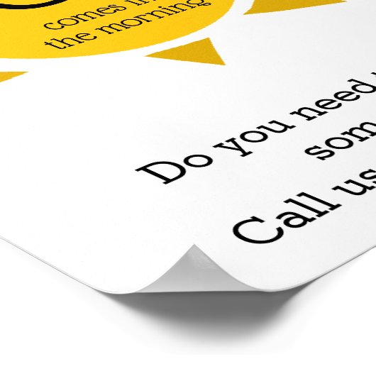 JOY KOMT IN HET MORNENDE KANTOOR VAN Zelfmoordprev Poster (Hoek)