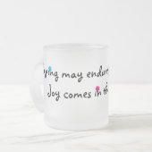 Joy komt 's ochtends matglas koffiemok (Voorkant links)