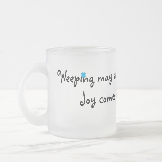 Joy komt 's ochtends matglas koffiemok (Links)