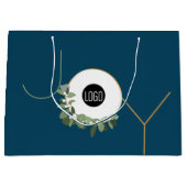 Joy krans Business Logo Holiday Blue Christmas Groot Cadeauzakje (Voorkant)