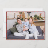 JOY Krans Foto Kerst Kaart met Plaid Trim (Achterkant)