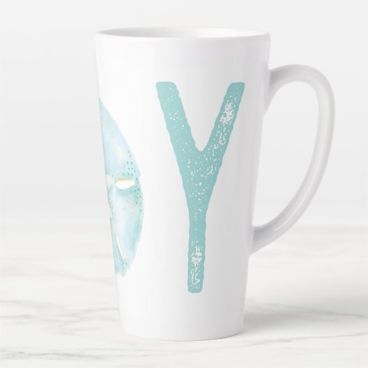 Joy Kustoceaan Blauwgroen Waterverf Zanddollar Latte Mok (Rechts)