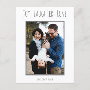 Joy Laughter Love   Kerstfotokaart Feestdagenkaart
