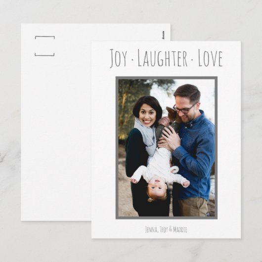 Joy Laughter Love | Kerstfotokaart Feestdagenkaart (Voorkant / Achterkant)