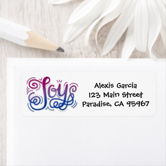 Joy lettering bi pride roze blauw paars etiket (Insitu)