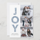 JOY Lettering Blue Kerstfoto Collage Feestdagenkaart (Voorkant)